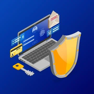 Computer Internet and Personal Data Security Stock Illustration