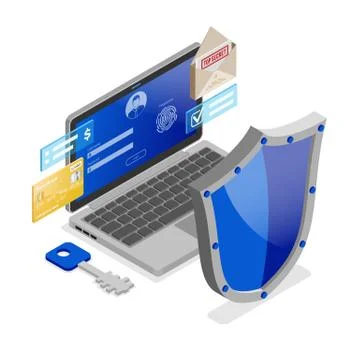 Computer Internet and Personal Data Security Stock Illustration