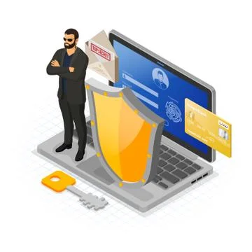 Computer Internet and Personal Data Security Stock Illustration