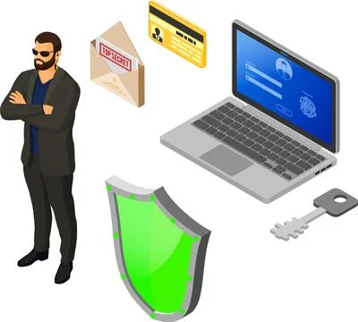 Computer Internet and Personal Data Security Stock Illustration