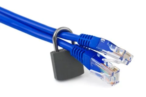Computer internet cable and lock 写真素材
