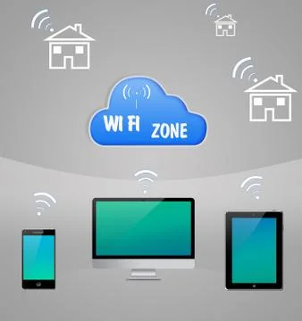 Computer internet cloud technology wi-fi communication Stock Illustration