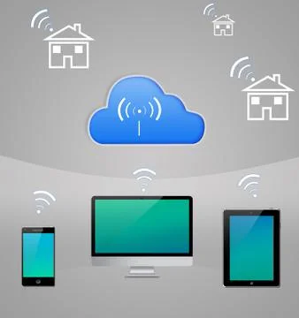 Computer internet cloud technology wi-fi communication Stock Illustration