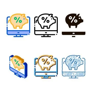 Computer internet deposit pack vector thin line icon Stock Illustration