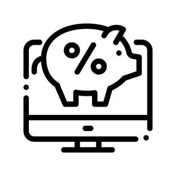 Computer Internet Deposit Thin Line Icon Stock Illustration