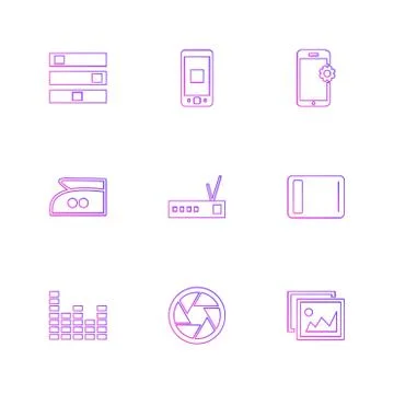 Computer,  internet , multimedia , infrared , camera ,eps icons set vector Ilustración de archivo