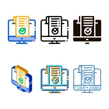 Computer internet payment series vector thin line icon Stock Illustration