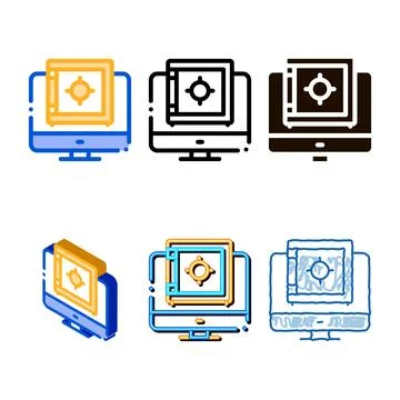Computer internet safe bank styles vector thin line icon Stock Illustration
