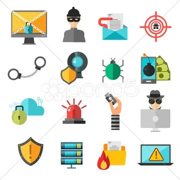 Computer internet safety vector icons Stock Illustrationen