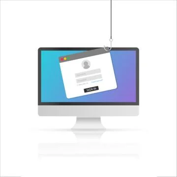 Computer internet security concept. Internet phishing, hacked login and passw Stock Illustration