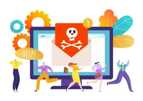 Computer internet security virus, data protection technology from hacker vector Stock Illustration