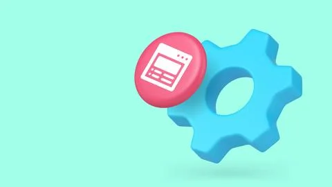 Computer internet service configuration setting repair 3d icon banner copy .. Stock Illustration