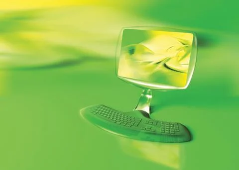 Computer internet virtual green composite flat Illustrazione stock