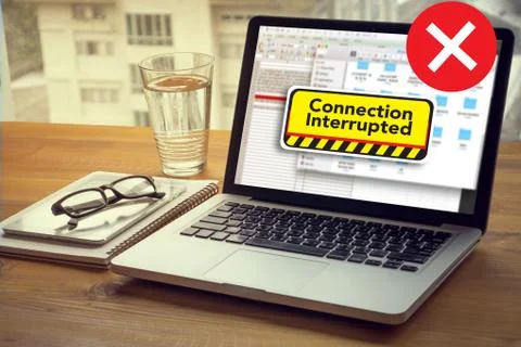 Computer Interrupted  Attention Alert Connection Interrupted War Stock Photos