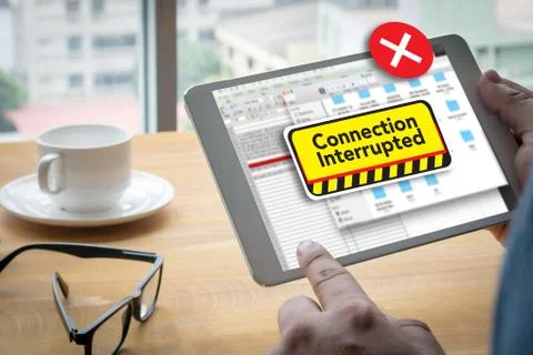 Computer Interrupted  Attention Alert Connection Interrupted War Stock Photos