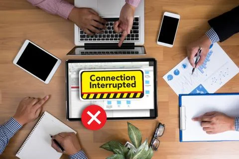 Computer Interrupted  Attention Alert Connection Interrupted War Stock Photos