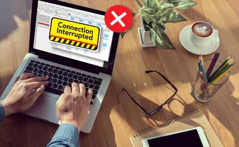 Computer Interrupted  Attention Alert Connection Interrupted War Stock Photos