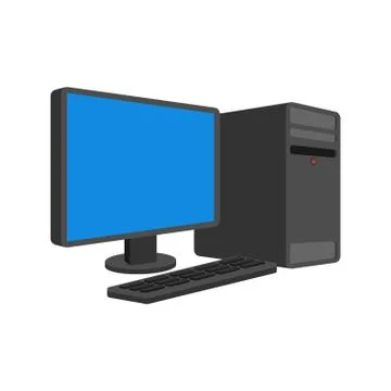 Computer isolated. PC Cartoon Style. data processor Vector Stock Illustration