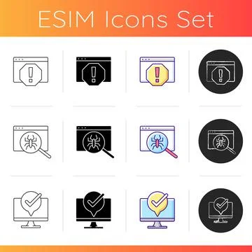 Computer issues icons set Stock Illustration