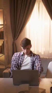 Computer job freelance work man laptop home office 写真素材