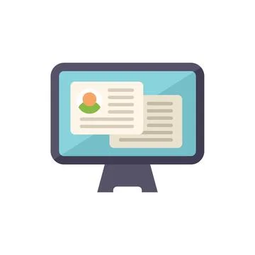 Computer job search icon flat vector. Online business 库存插图