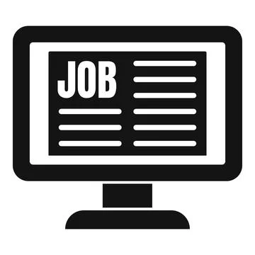 Computer job search icon, simple style Illustrazione stock