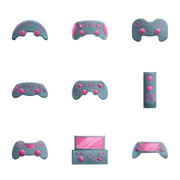 Computer joystick icon set, cartoon style イラスト素材