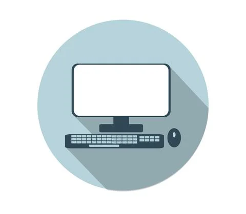 Computer with keaboard and mouse logo icon Stock Illustration