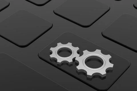 Computer Key board with gear Free Stock Illustration