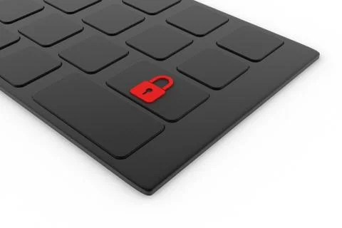 Computer Key board with security sign Free Stock Illustration