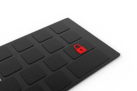 Computer Key board with security sign 無料イラスト素材