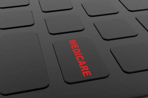 Computer Key board shows Medicare 無料イラスト素材