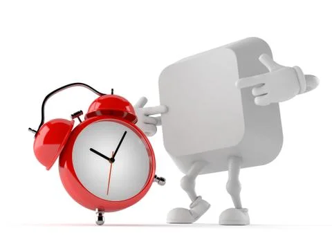 Computer key character with alarm clock Stock Illustration