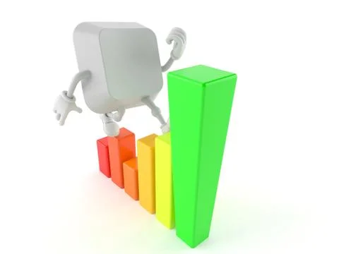 Computer key character with chart Stock Illustration