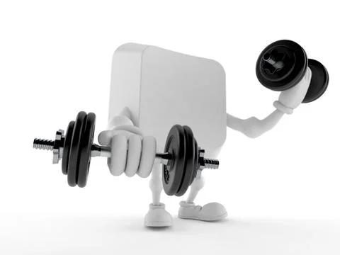 Computer key character with dumbbells Stock Illustration