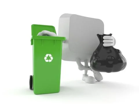 Computer key character with dustbin 스톡 일러스트