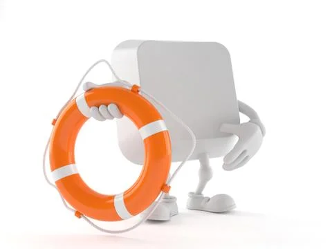 Computer key character holding life buoy Stock Illustration