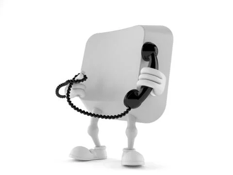 Computer key character holding a telephone handset Stock Illustration
