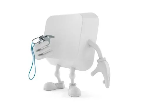 Computer key character holding whistle Stock Photos
