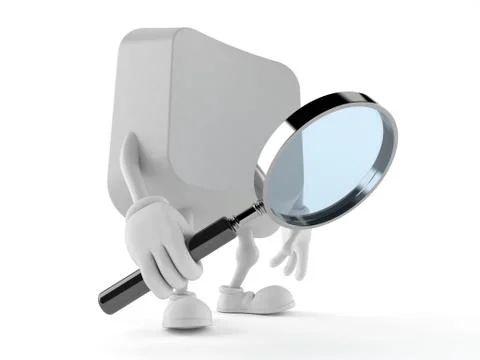 Computer key character looking through magnifying glass Stock Illustration