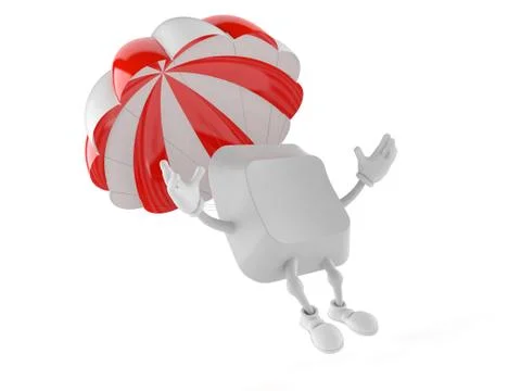 Computer key character with parachute Stock Illustration
