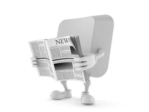 Computer key character reading newspaper Ilustración de archivo