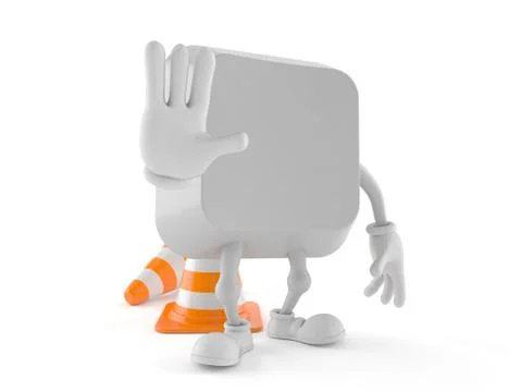 Computer key character with stop gesture 스톡 일러스트