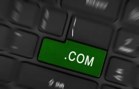 Computer key green - .com Stock-Fotos