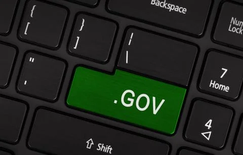 Computer key green - .gov Foto stock