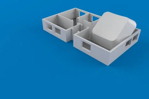 Computer key inside house plan Stockillustratie