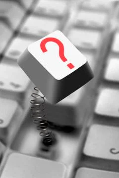 Computer key springing up with question mark Stock Illustration