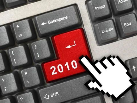 Computer keyboard with 2010 key and cursor Stock Photos