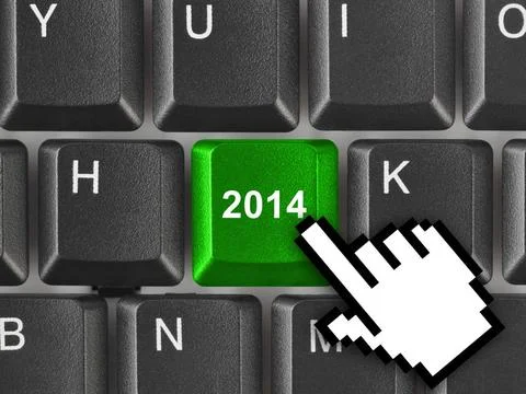 Computer keyboard with 2014 key Computer keyboard with 2014 key - holiday ... Stock Photos