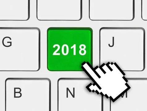 Computer keyboard with 2018 key Computer keyboard with 2018 key - holiday ... Stock Photos